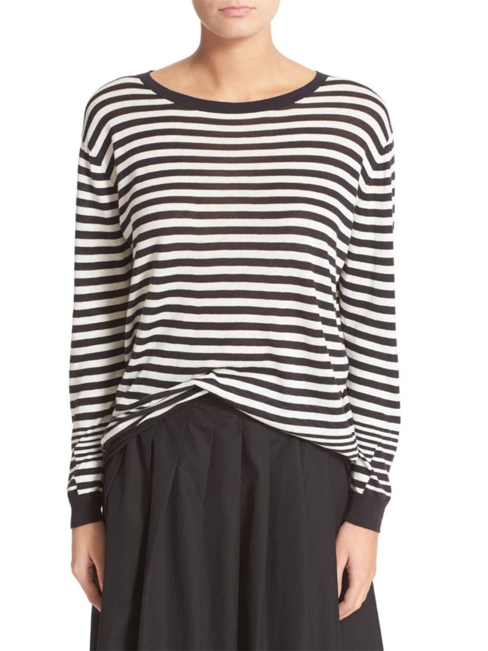 Vince Striped Cotton Cashmere Silk Lightweight Sweater